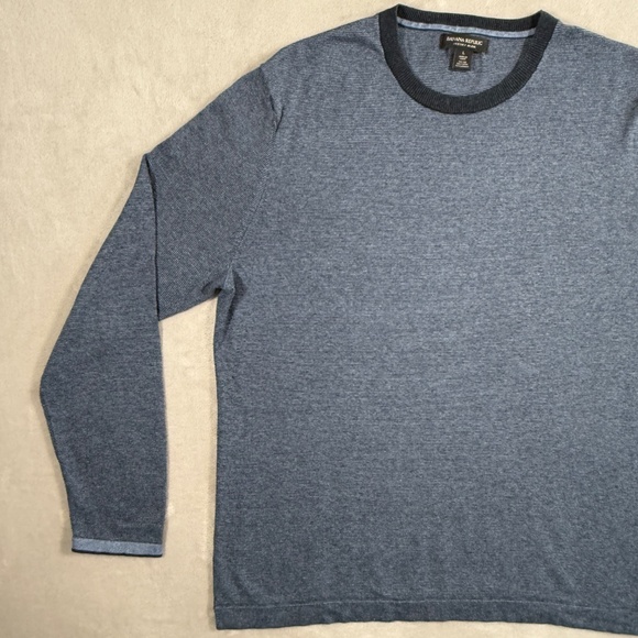 Banana Republic Sweater Mens Size Large Navy Luxury Silk Blend Crewneck - Picture 2 of 12